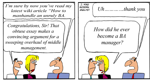 Humor - Cartoon: How to manhandle an unruly Business Analyst